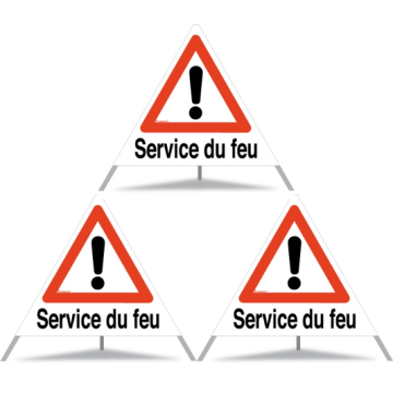 Panneau de signalisation pliable Triopan 'service du feu'