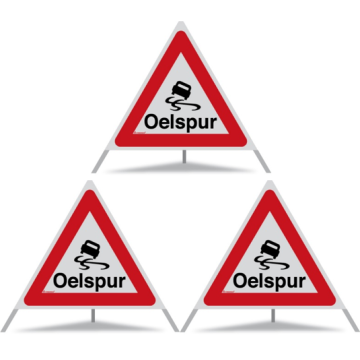 Panneau de signalisation pliable 'huile, risque de dérapage'