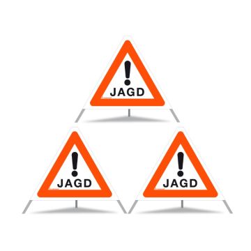Panneau de signalisation pliable Triopan 'Jagd', avec étui