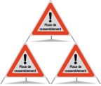 Panneau de signalisation pliable Triopan 'Place de rassemblement'