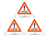 Panneau de signalisation pliable Triopan 'Jagd', avec étui