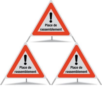 Panneau de signalisation pliable Triopan 'Place de rassemblement'