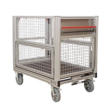 Conteneur sur roulettes grillagé, haut