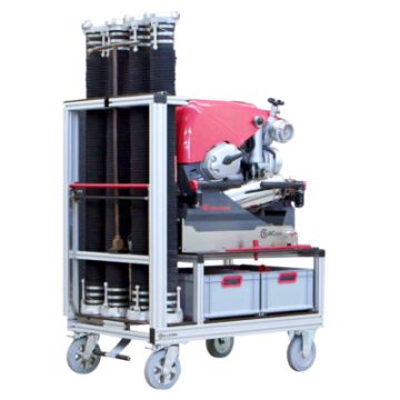 Conteneur sur roulettes pour motopompe 